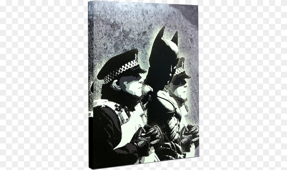 Batman And The Police Canvas Art By Banksy Banksy Batman, Clothing, Glove, People, Person Free Transparent Png