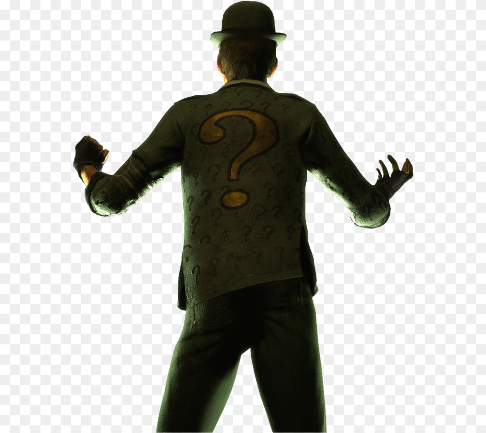 Batman Arkham City Riddler Render By American Paladin D63crqo Batman Arkham Riddler Render, Hat, Back, Body Part, Clothing Free Png Download
