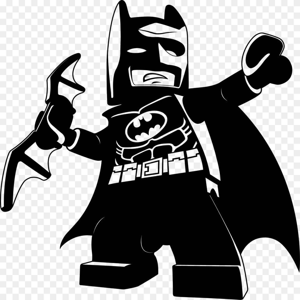 Batman Clipart Legoman Lego Batman Black And White, Gray Free Png