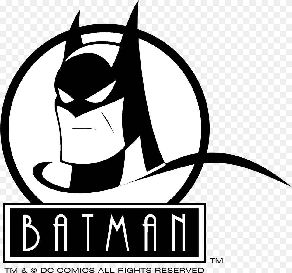 Batman Logo Black And White Batman Animated Series Logo, Stencil, Face, Head, Person Free Png