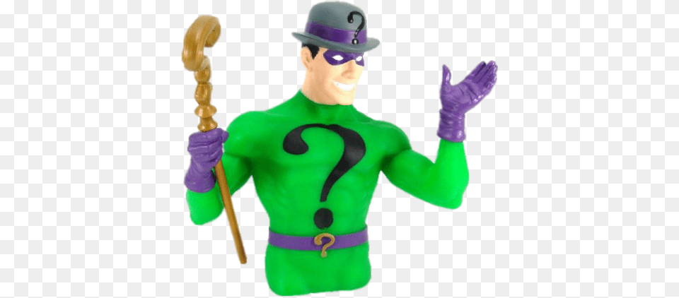 Batman Riddler Bust Bank, Adult, Clothing, Costume, Person Free Png Download