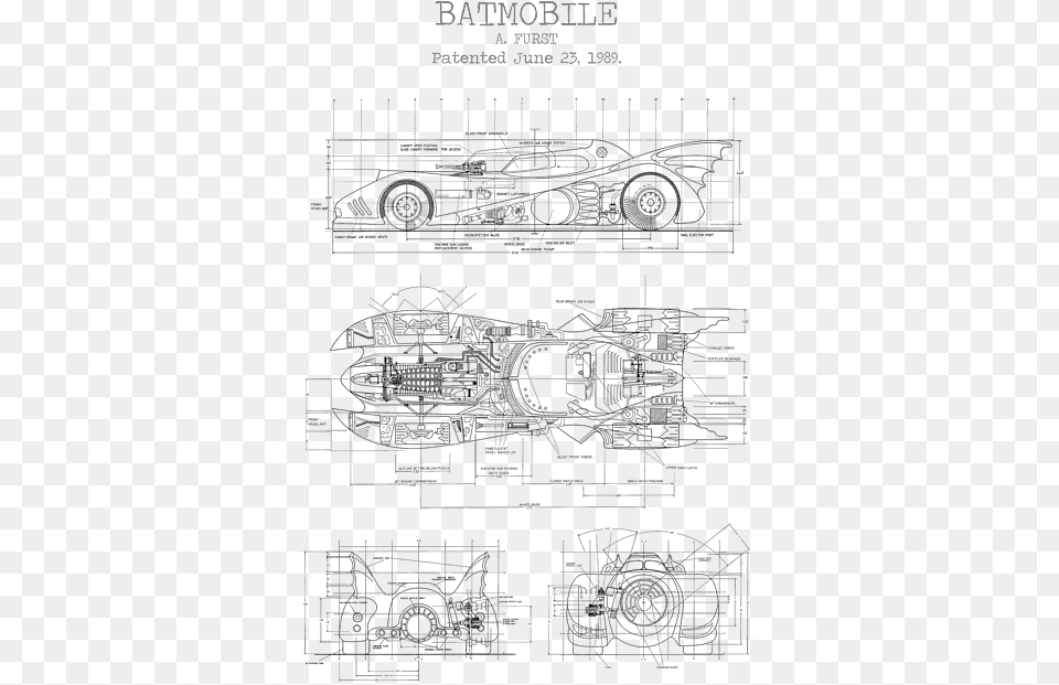 Batmobile Patent Greeting Card Batmobile Blueprints, Cad Diagram, Diagram, Machine, Wheel Png Image