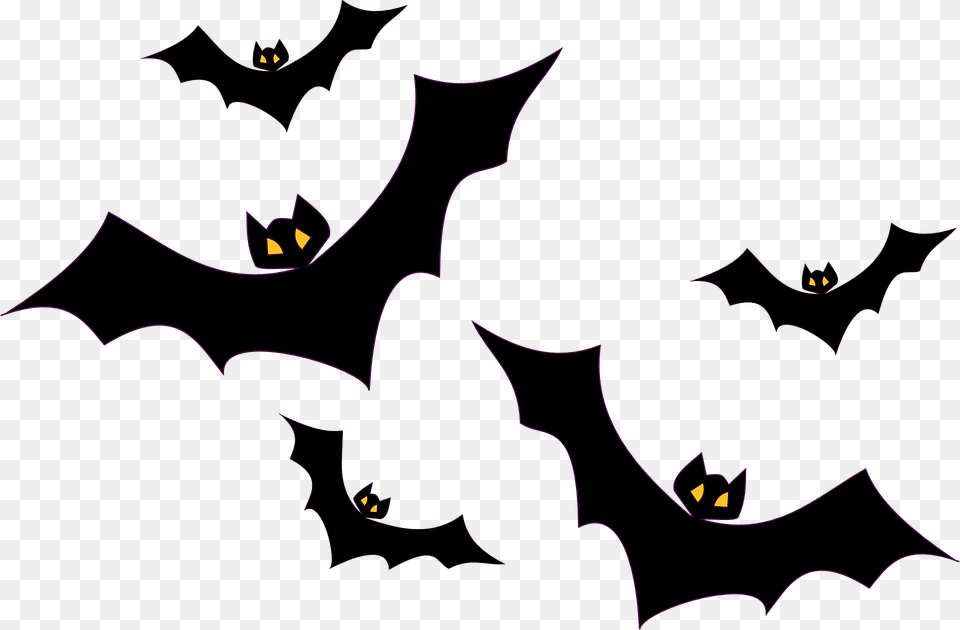 Bats Flying Flight Halloween Black Birds Mammals Transparent Halloween Decorations, Person, Animal, Mammal Free Png Download