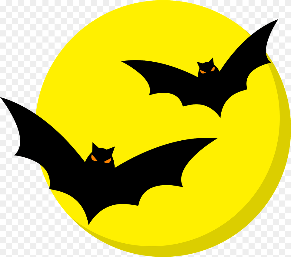 Bats Flying In The Full Moon Clipart, Logo, Symbol, Batman Logo, Pet Free Png