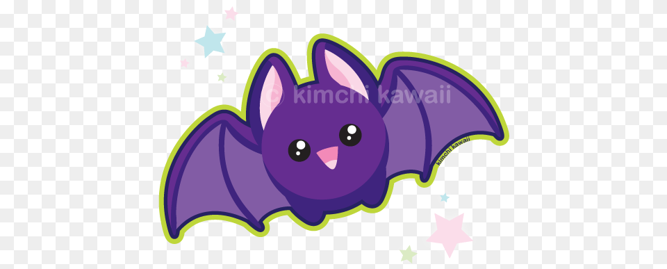 Bats Transparent Kawaii Kawaii Bats Full Size Bat Animal Stickers, Mammal, Wildlife, Purple, Dynamite Png Image