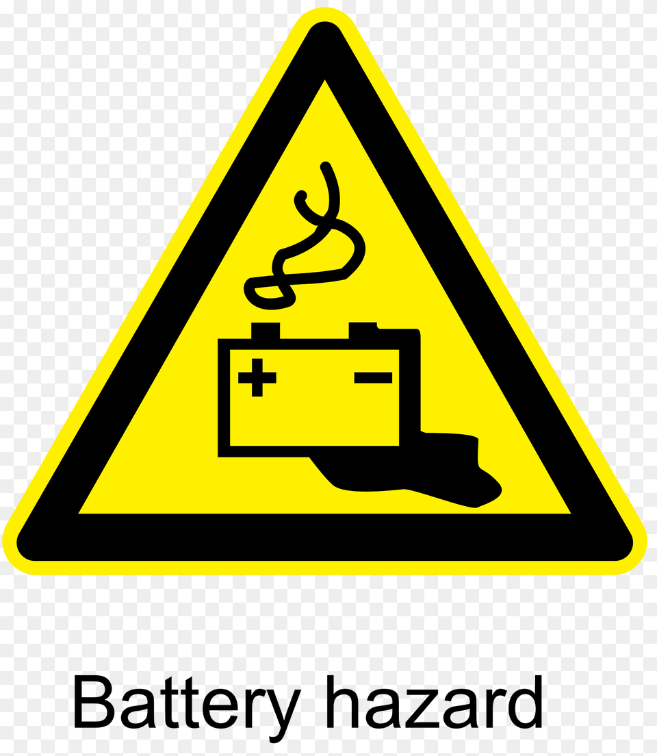 Battery Hazard Warning Sign Clipart, Symbol, Road Sign Png Image