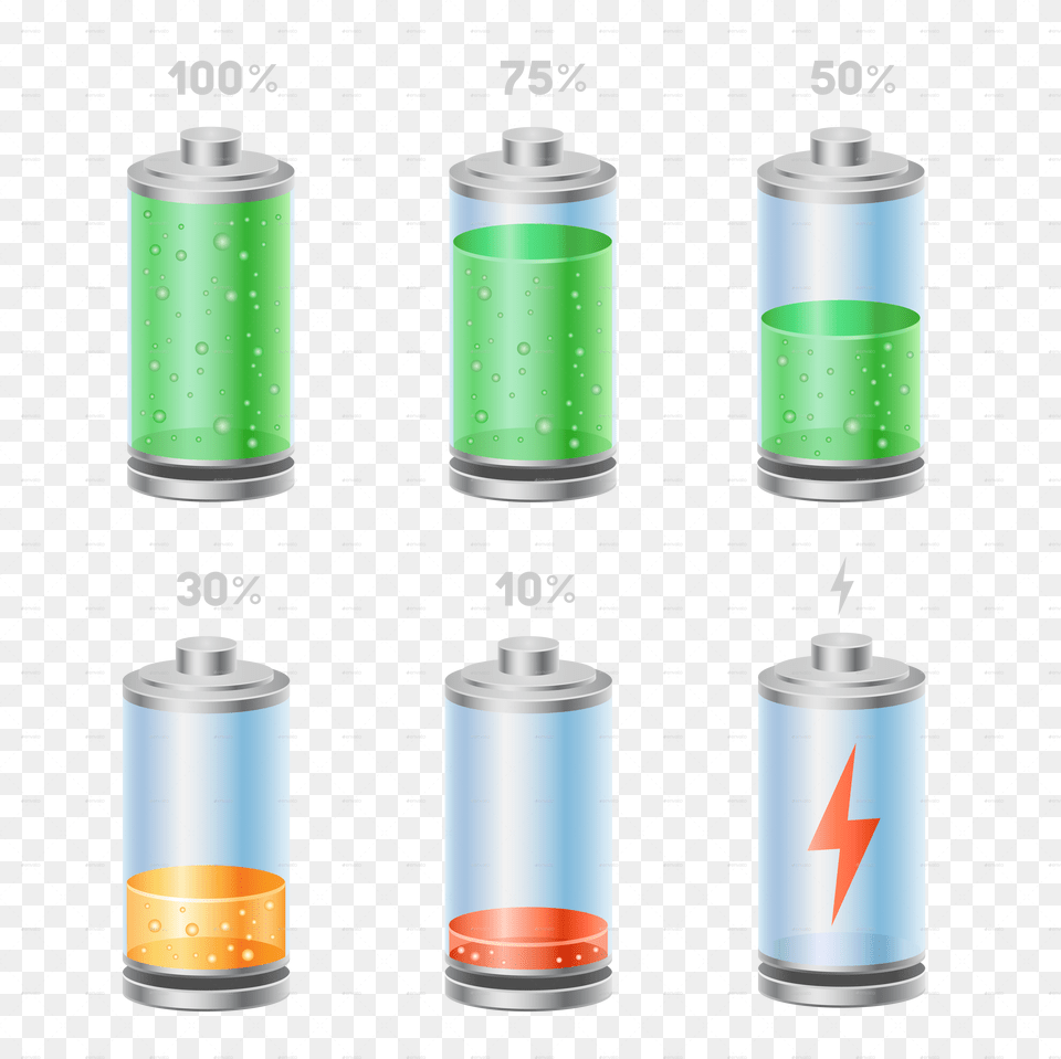 Battery Icon Set Water Bottle, Can, Spray Can, Tin, Shaker Free Png Download