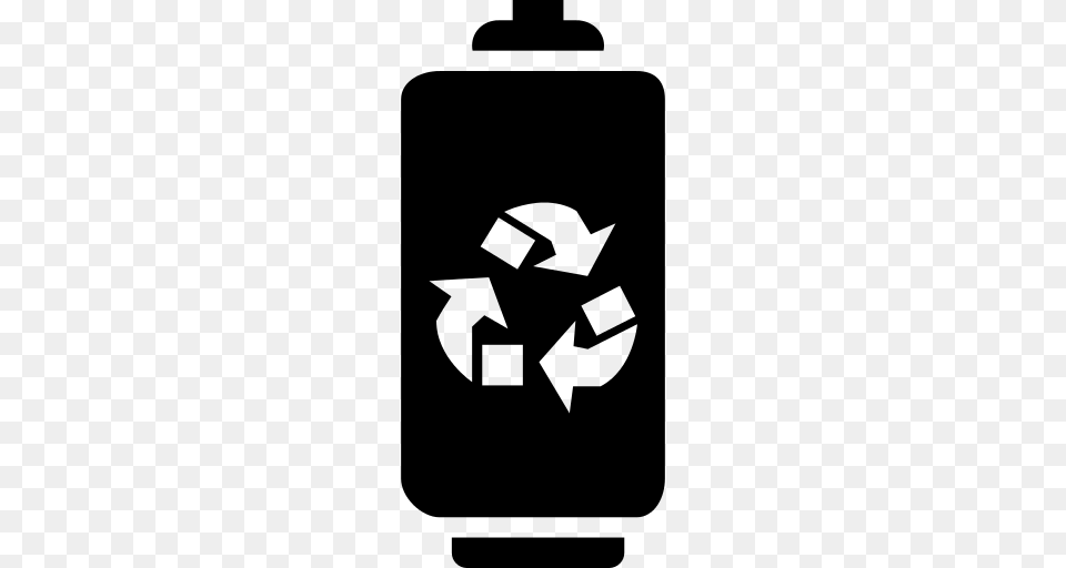 Battery With Recycle Symbol Icon, Gray Free Transparent Png
