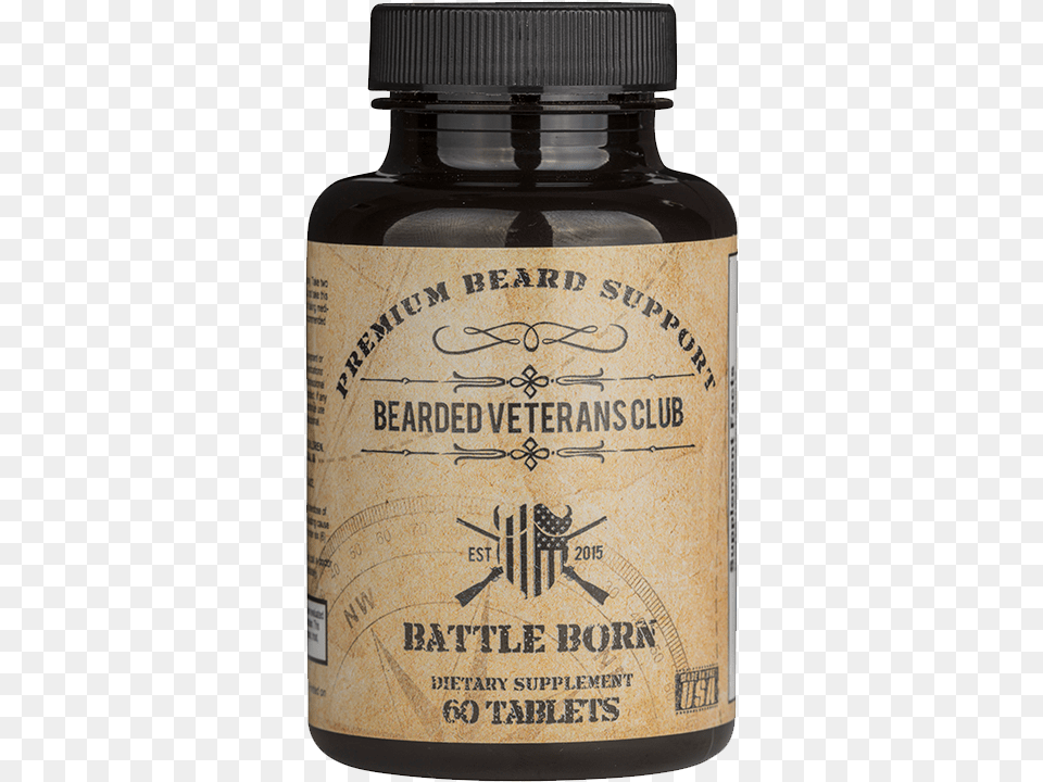 Battle Born Beard Vitamins Artichoke, Bottle, Ink Bottle, Can, Tin Free Png Download