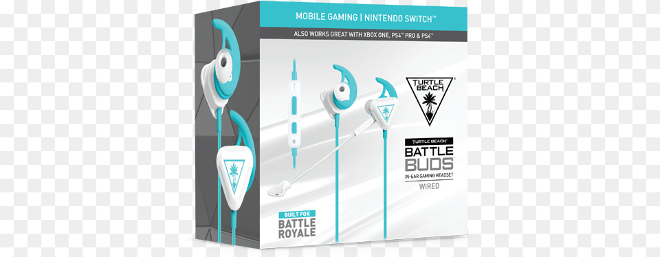 Battle Buds In Ear Gaming Headset Whiteteal U2013 Turtle Turtle Beach Battle Buds White, Electronics Png Image