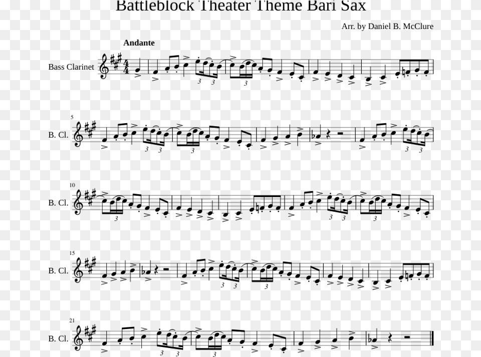 Battleblock Theater Theme Bari Sax Sheet Music For Donkey Kong Island Swing Sheet Music, Gray Png
