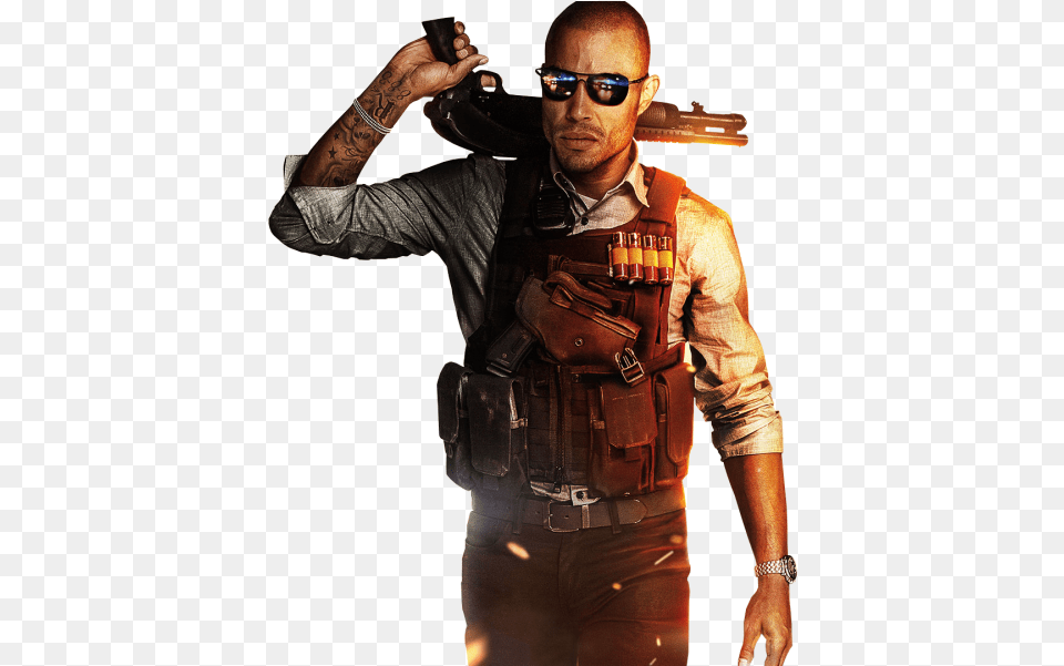 Battlefield Hardline Battlefield Hardline Deluxe Edition Xbox One Game, Weapon, Vest, Person, Man Free Transparent Png
