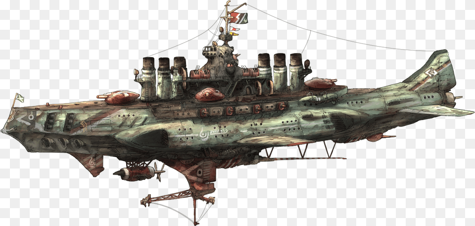 Battleship Dieselpunk Airship, Aircraft, Airplane, Transportation, Vehicle Png Image