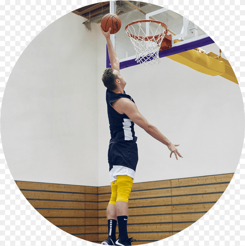 Bauerfeind Sports Knee Compression Nba Action Shot Slam Dunk, Sphere, People, Person, Shorts Free Png