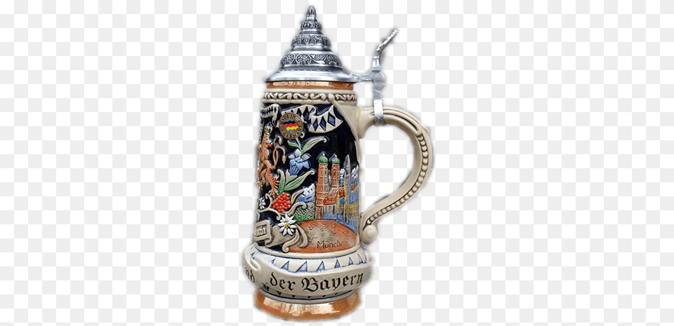 Bayern Beer Stein With Coat Of Arms Beer Stein, Cup, Bottle, Shaker Png