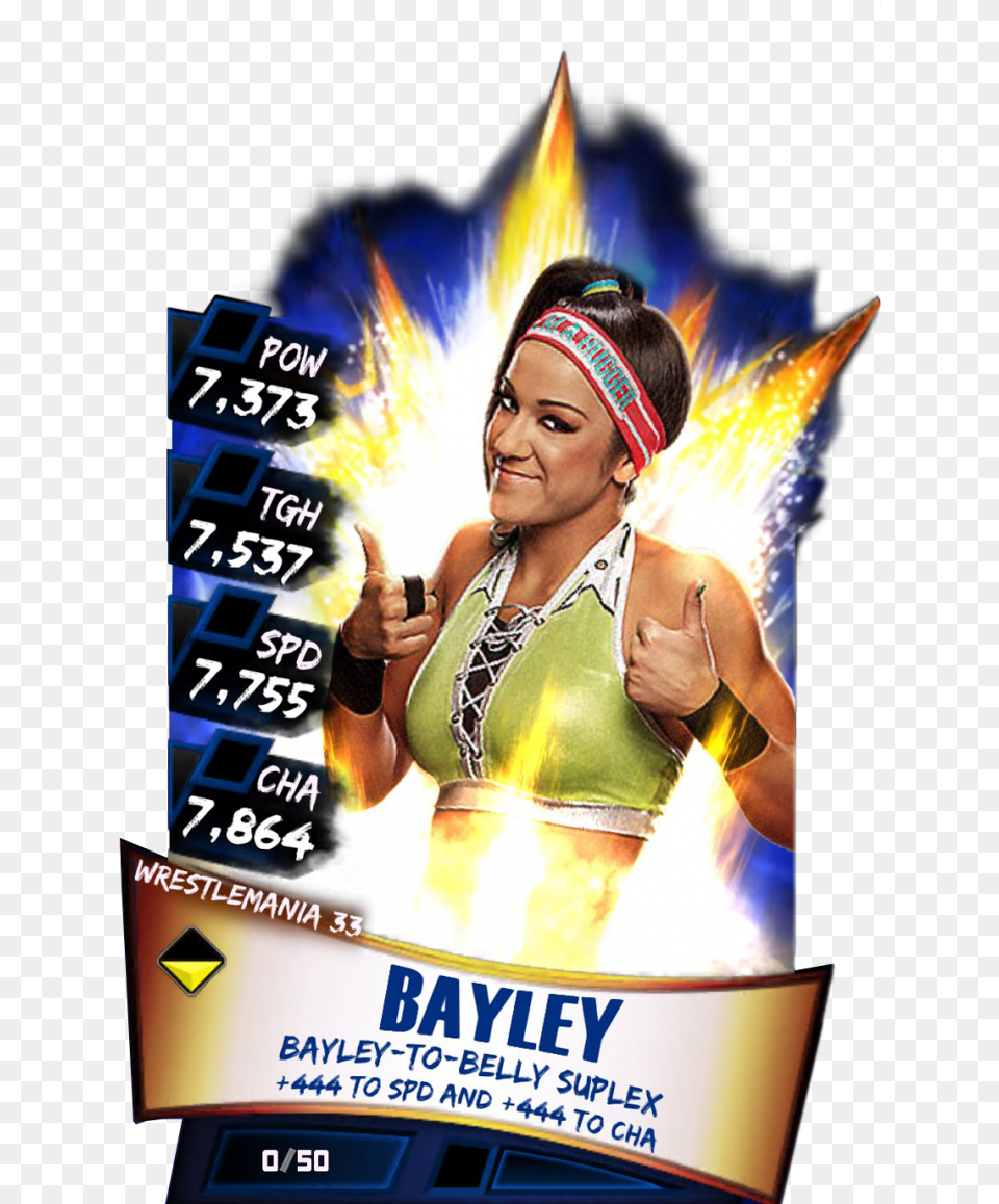 Bayley S3 14 Wrestlemania33 Alexa Bliss Wwe Supercard, Advertisement, Poster, Adult, Person Free Png Download