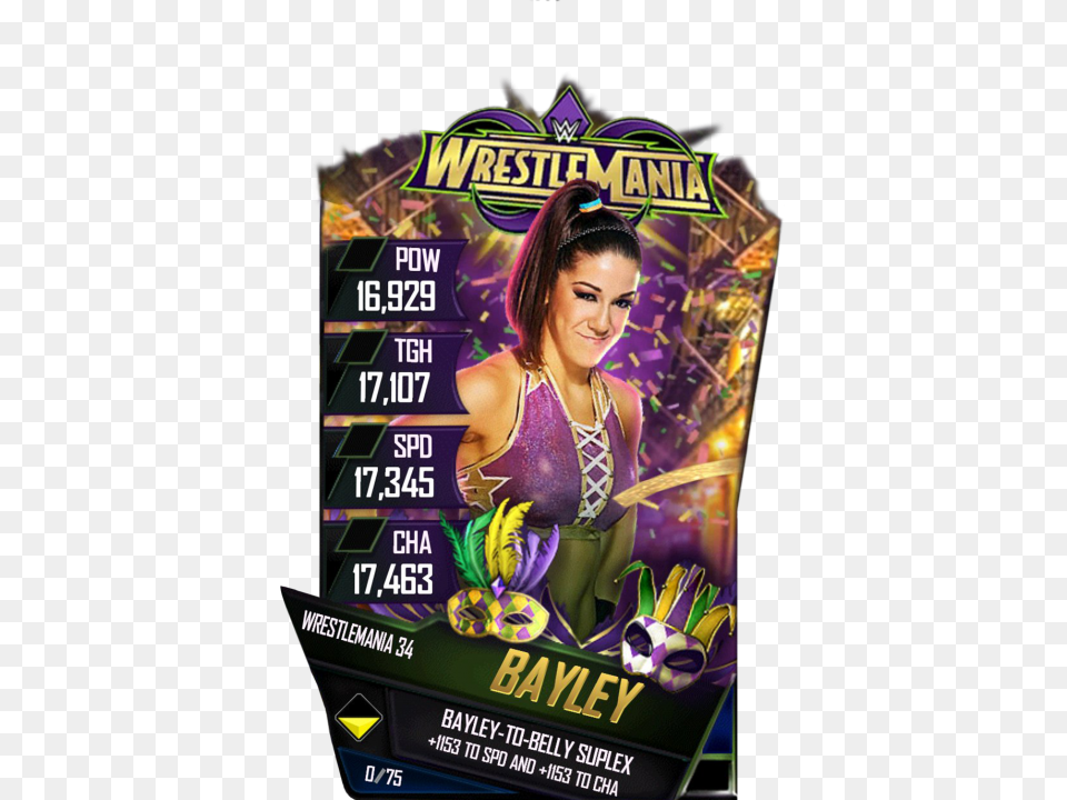 Bayley S4 19 Wrestlemania34 Wwe Supercard Wrestlemania 34 Pro, Advertisement, Poster, Adult, Female Png Image