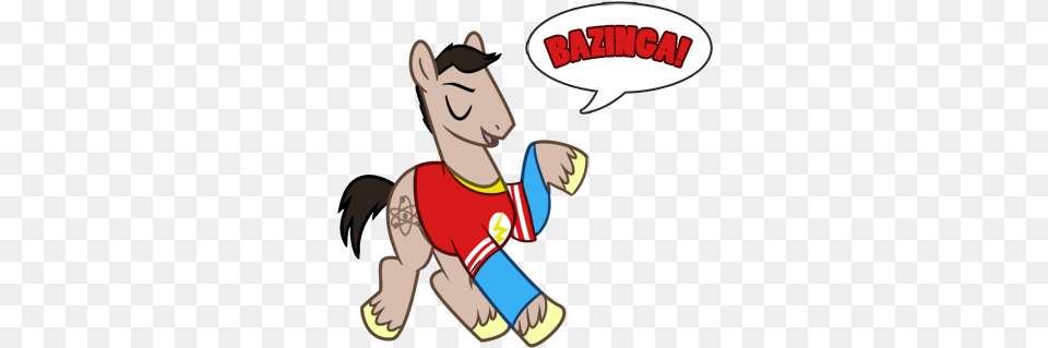 Bazinga Ponified Safe Sheldon Cooper The Big Bang Big Bang Theory Pony, Baby, Person, Book, Comics Png