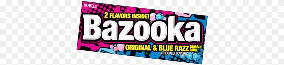 Bazooka Original Amp Blue Razz Bubble Gum 10 Piece Wallet Bazooka Gum 2 Flavors, Food, Sweets, Scoreboard Free Png