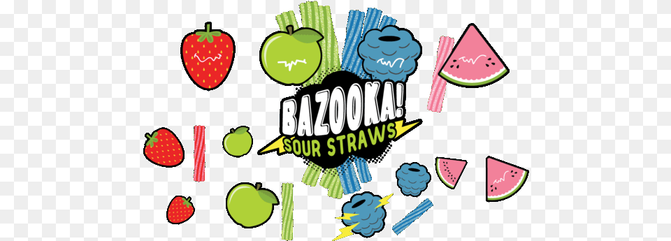 Bazooka Sour Straws Bazooka E Liquid Logo, Food, Fruit, Plant, Produce Png Image