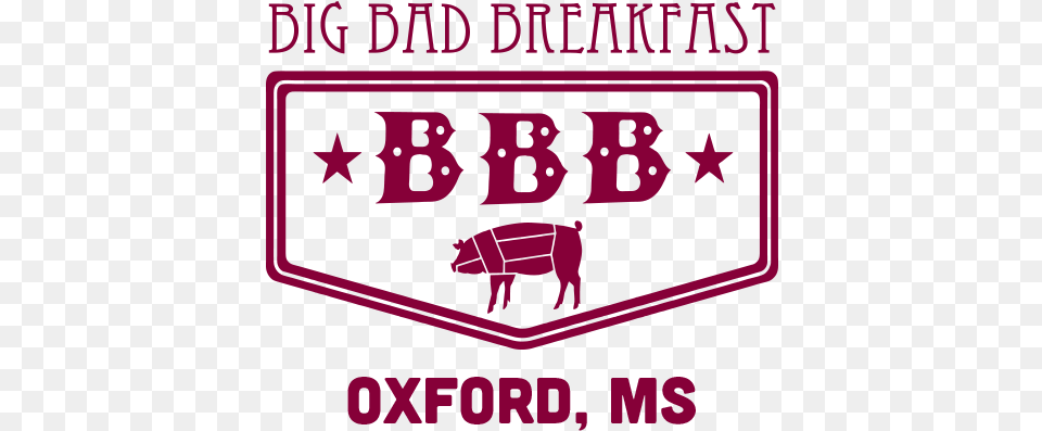 Bbb Ms Bbb Fl Bbb Al Big Bad Breakfast Logo, Purple, Animal, Mammal, Pig Png Image