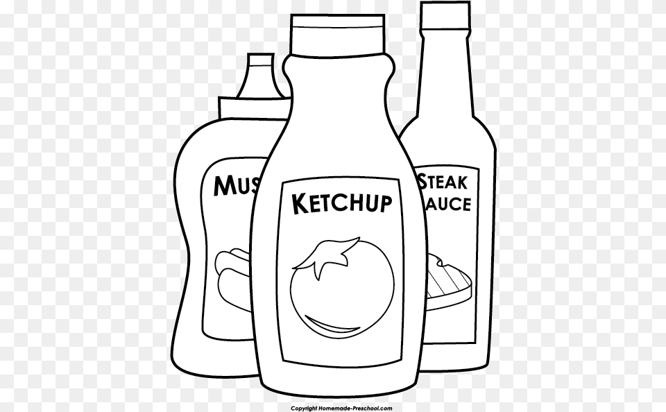 Bbq Clipart Condiments Clipart Black And White, Bottle, Ammunition, Beverage, Grenade Png Image