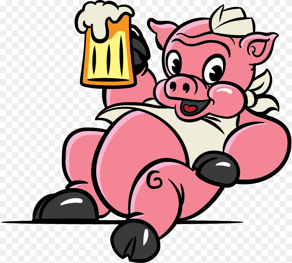 Bbq Pig Cartoon Pig Drinking Beer Free Png