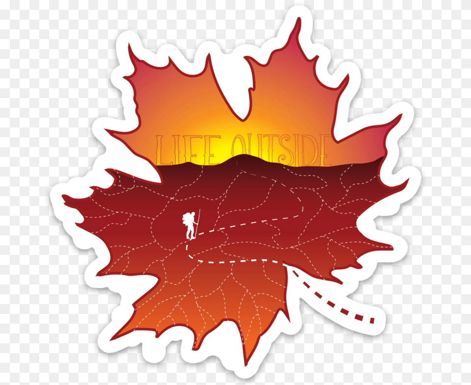 Bcoutdoors Life Outside Fall Leaf Hiking Sticker Lovely, Plant, Tree, Maple Leaf, Maple Png