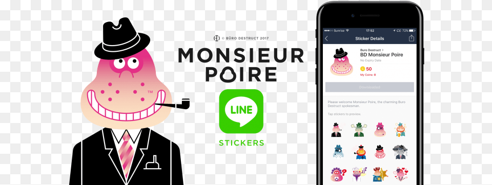 Bd Monsieur Poire Line Sticker Pack Line, Electronics, Phone, Mobile Phone, Nature Png