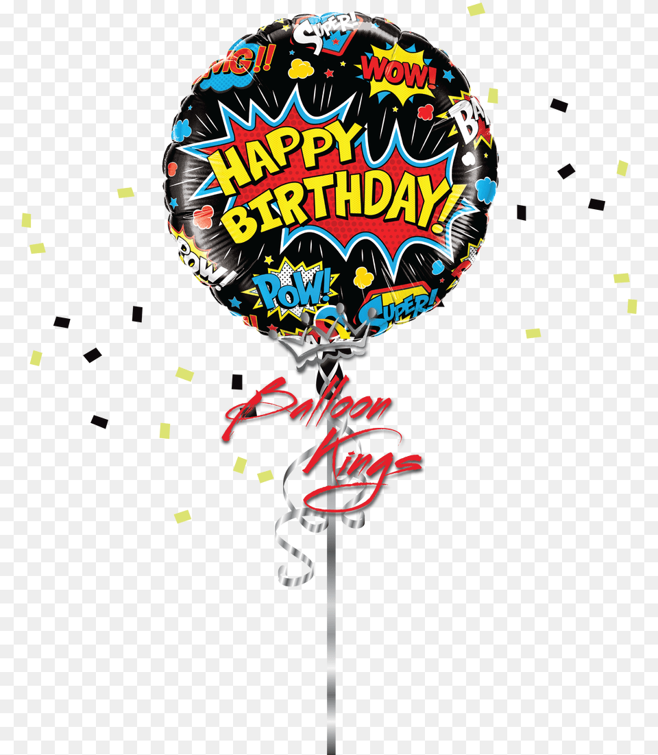Bday Superhero Black Balloon Happy Birthday Super Heroes, Candy, Food, Sweets Png Image