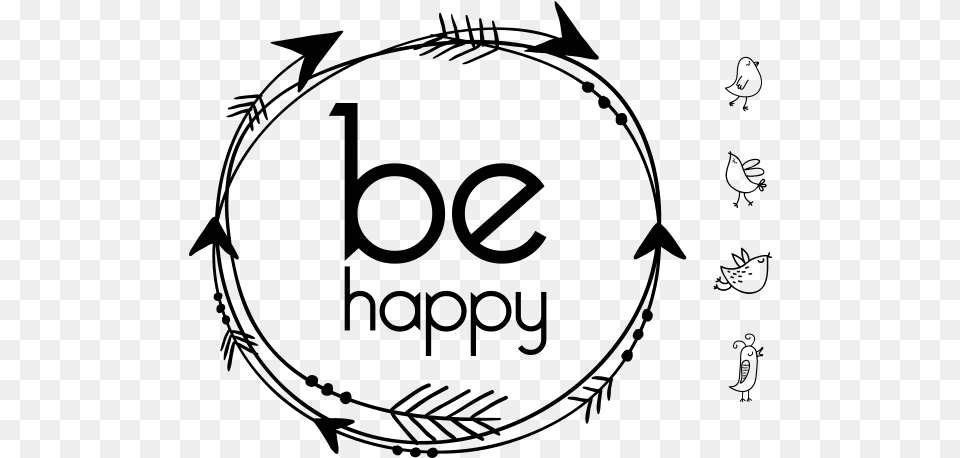 Be Happy Black And White Download Rustic Circle With Arrows, Logo, Symbol Png