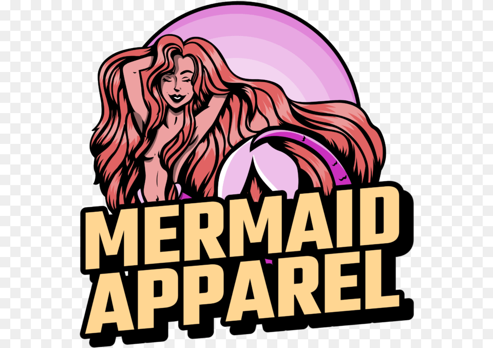 Beach Apparel Brand Logo Maker Featuring A Mermaid Logo Clothing, Book, Comics, Publication, Person Free Png Download