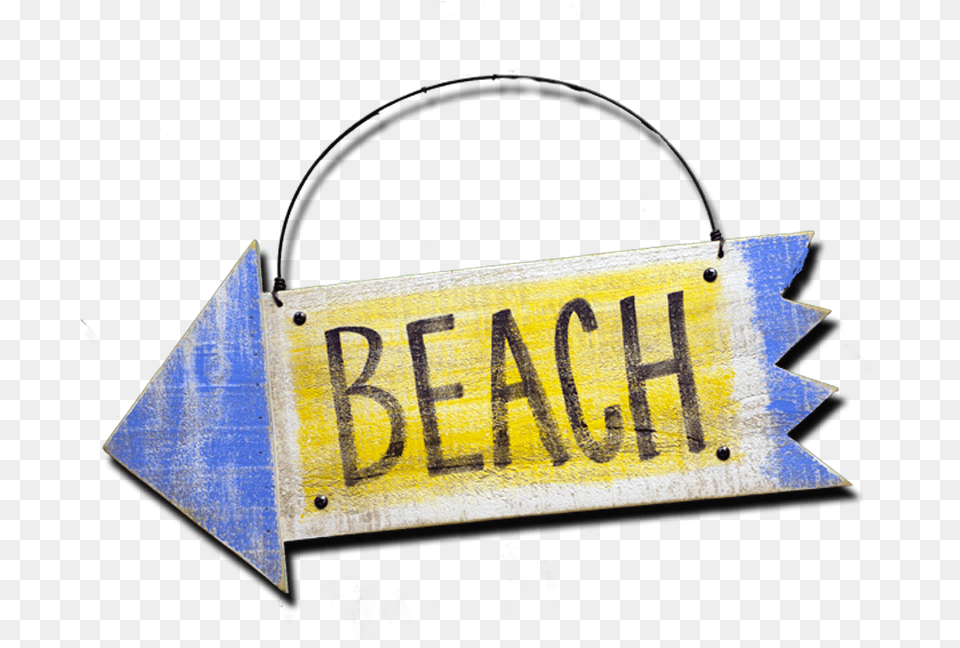 Beach Arrow Wooden Sign Blackwater Folk Art Handbag, Symbol, Text Free Png Download