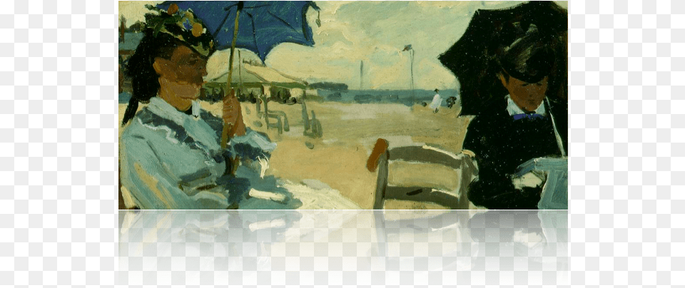 Beach At Trouville, Art, Painting, Person, Canopy Png