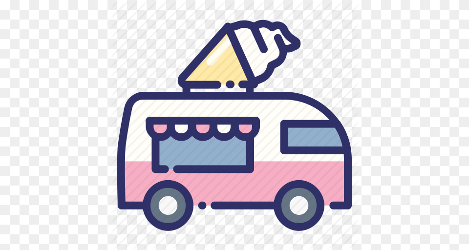 Beach Beverage Drink Fast Food Food Truck Ice Cream Summer Icon, Caravan, Transportation, Van, Vehicle Png