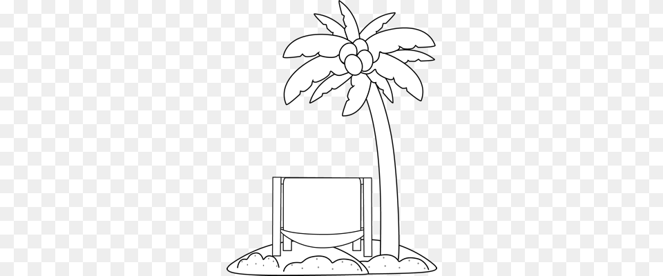 Beach Black And White Beach Chair Black And White Clipart Beach Clipart Black And White Transparent, Stencil, Art, Drawing, Flower Free Png Download