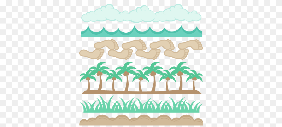 Beach Borders Set Svg Scrapbook Cut File Cute Clipart Clip Art, Palm Tree, Plant, Tree Png