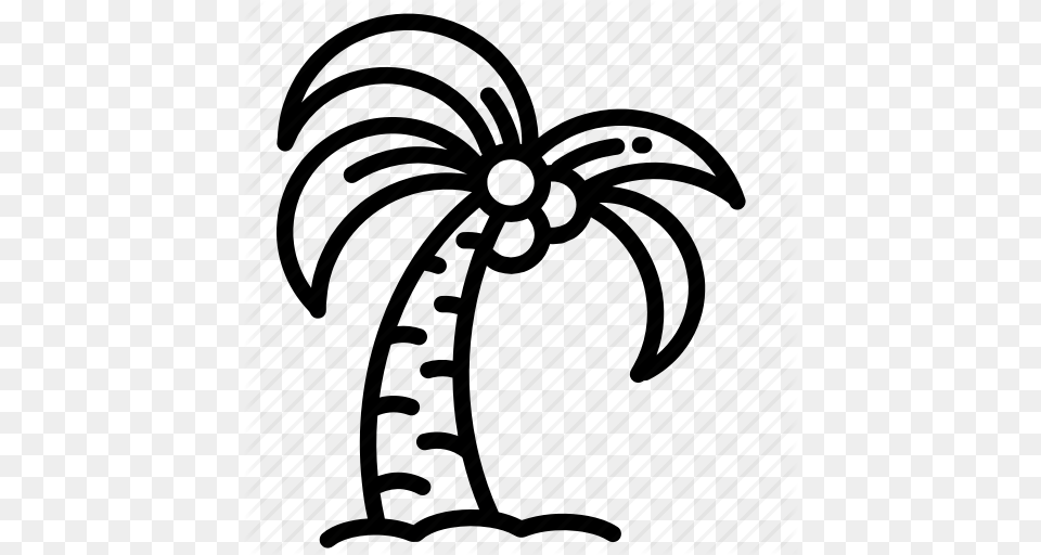 Beach Coconut Sand Summer Travel Tree Vacation Icon, Palm Tree, Plant, Art Free Png Download
