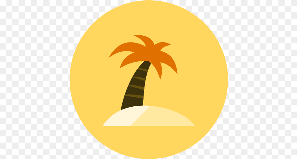 Beach Icon Of Kameleon Yellow Round Beach Icon Yellow, Tree, Plant, Palm Tree, Outdoors Free Transparent Png