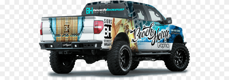 Beach House Graphics Vehicle Wrap Advertising Signs And Rim, Pickup Truck, Transportation, Truck, Car Free Png Download