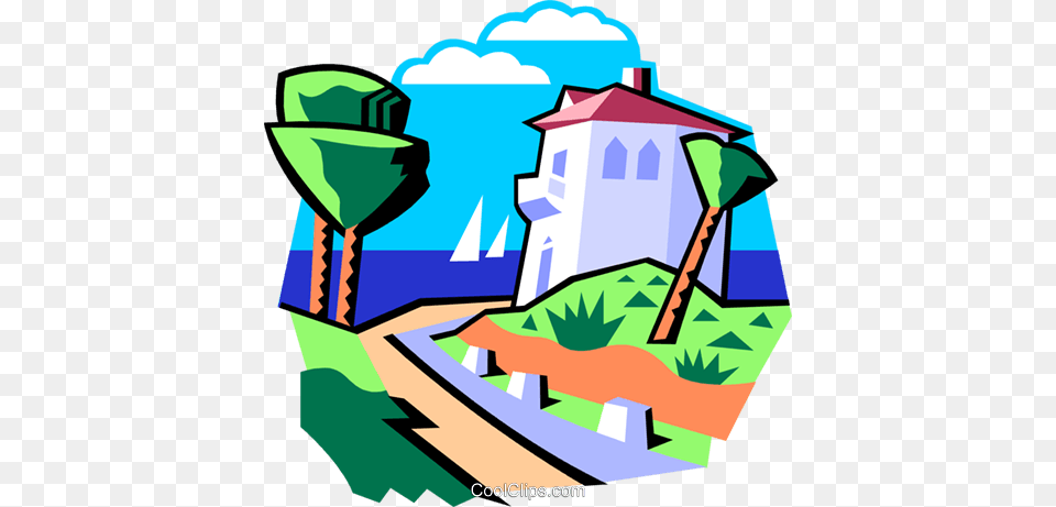 Beach House Royalty Vector Clip Art Illustration, Outdoors, Water, Waterfront, Painting Free Png Download