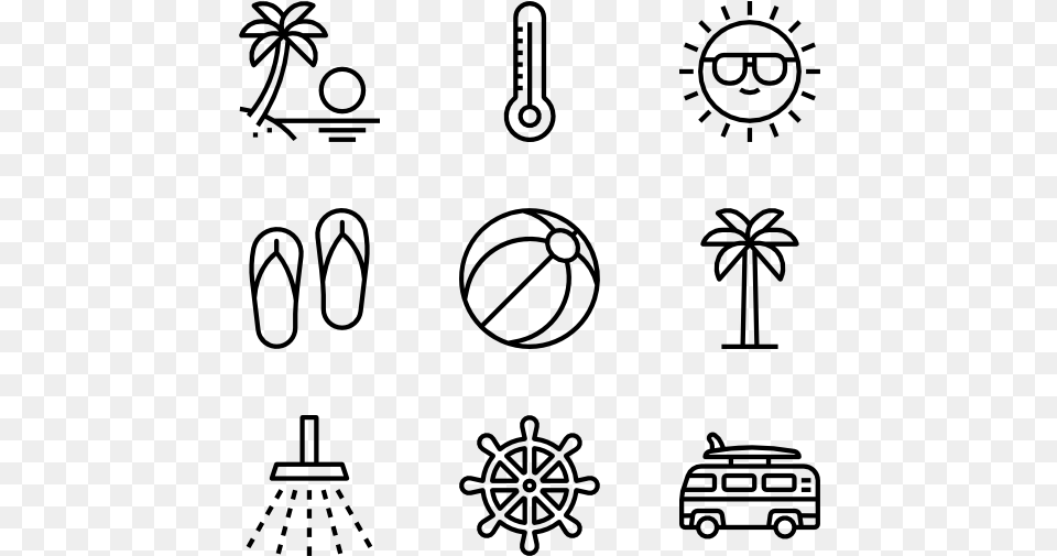 Beach Icons, Gray Png