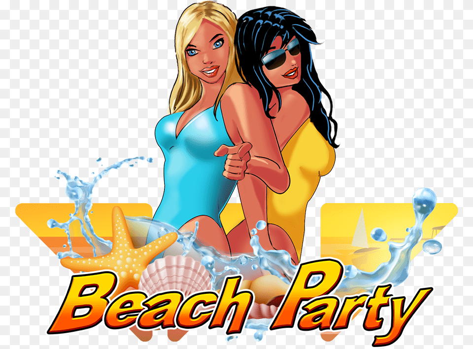Beach Party Cartoon, Adult, Publication, Person, Female Free Transparent Png