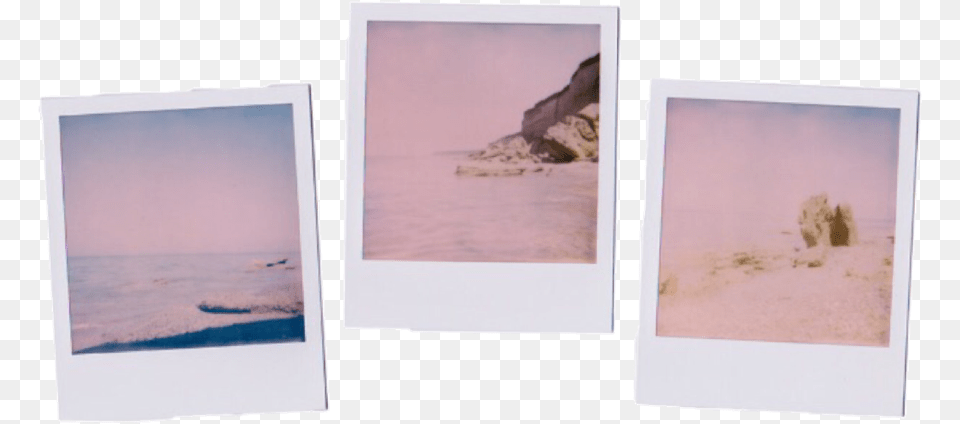 Beach Polaroid Pictures Photo White Frame White Polaroid Pink Sunset, Art, Canvas, Collage, Painting Png Image