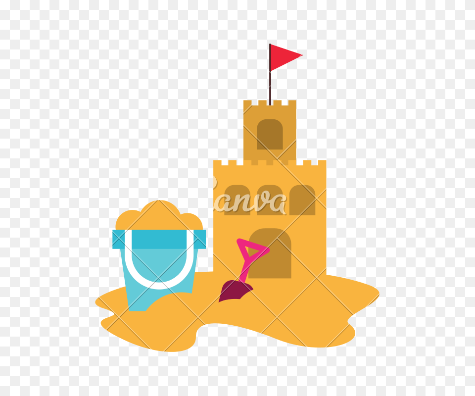 Beach Sandcastle With Sand Bucket, Bag Free Transparent Png
