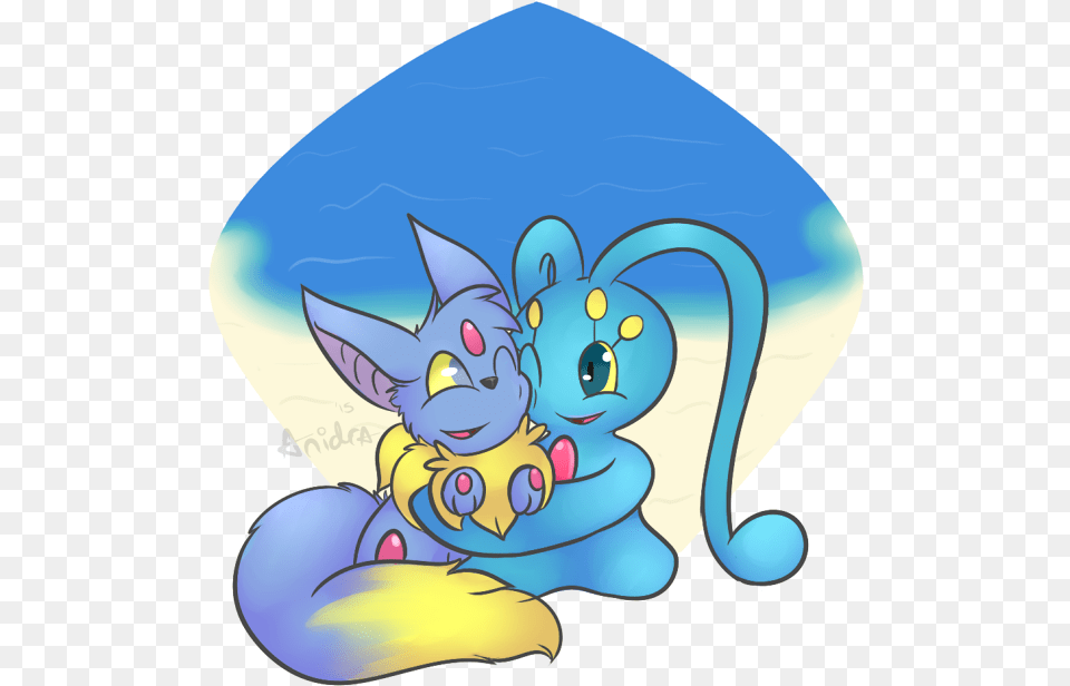 Beach Snuggles Cartoon, Art Png Image