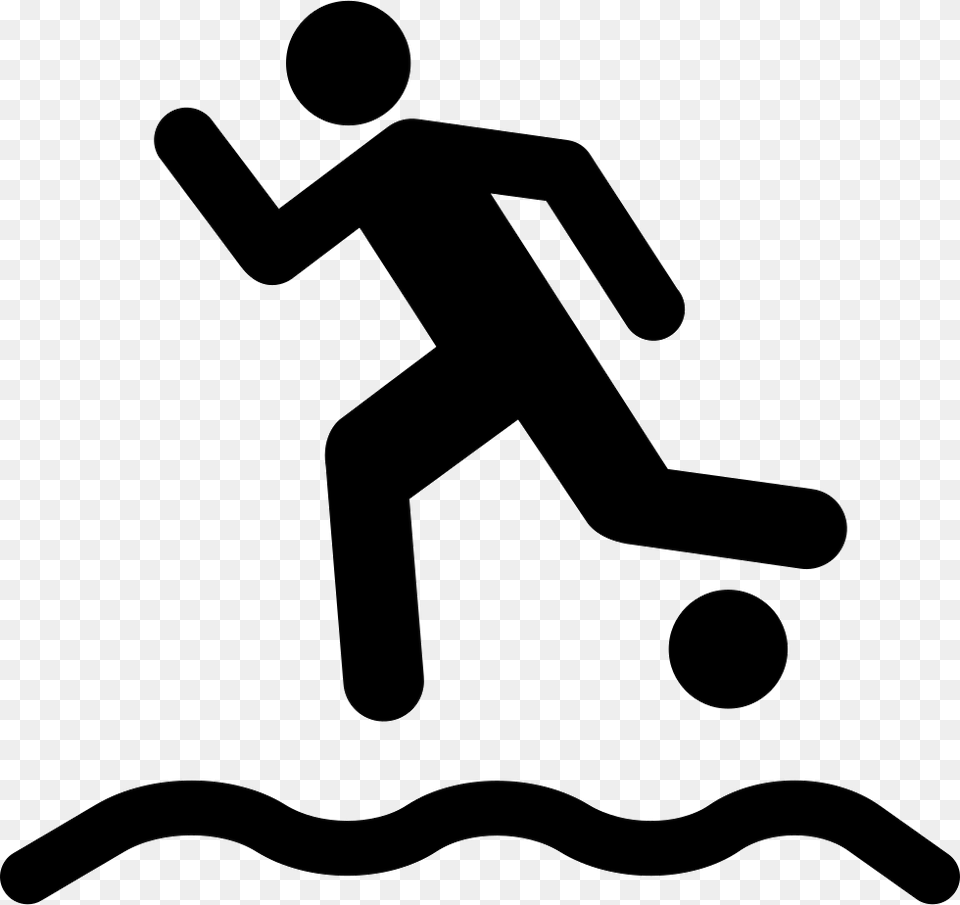 Beach Soccer Player Running With The Ball On The Sand Icon, Device, Grass, Lawn, Lawn Mower Free Png