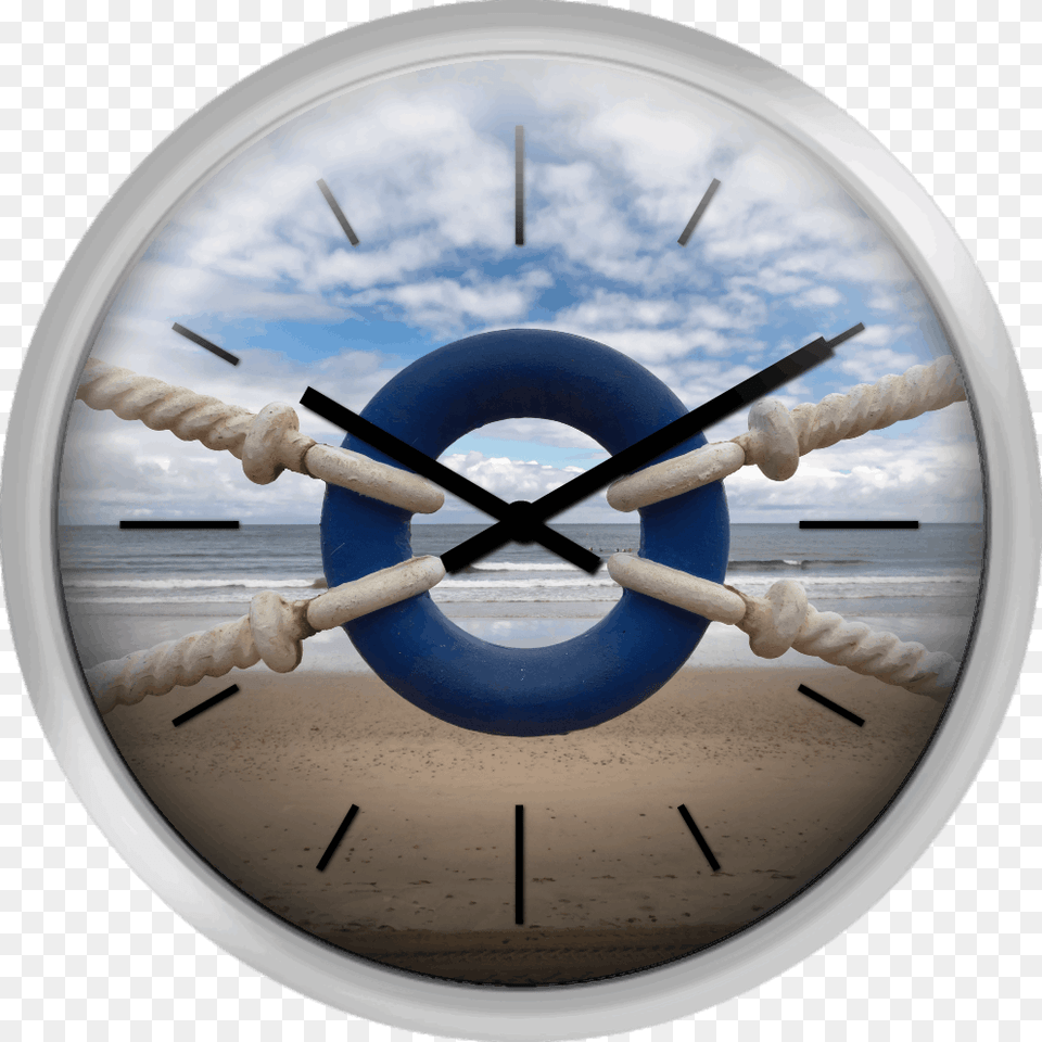 Beach Through Lifeguard Tied With Ropes Wall Clock, Analog Clock Free Png