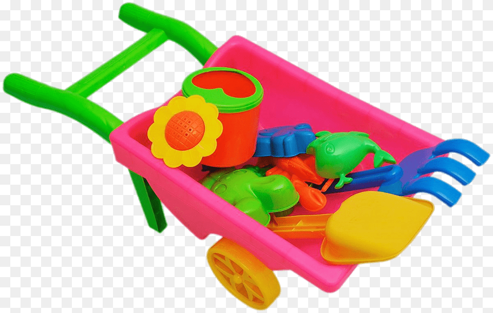 Beach Toys In Plastic Wheelbarrow Transparent, Toy Free Png