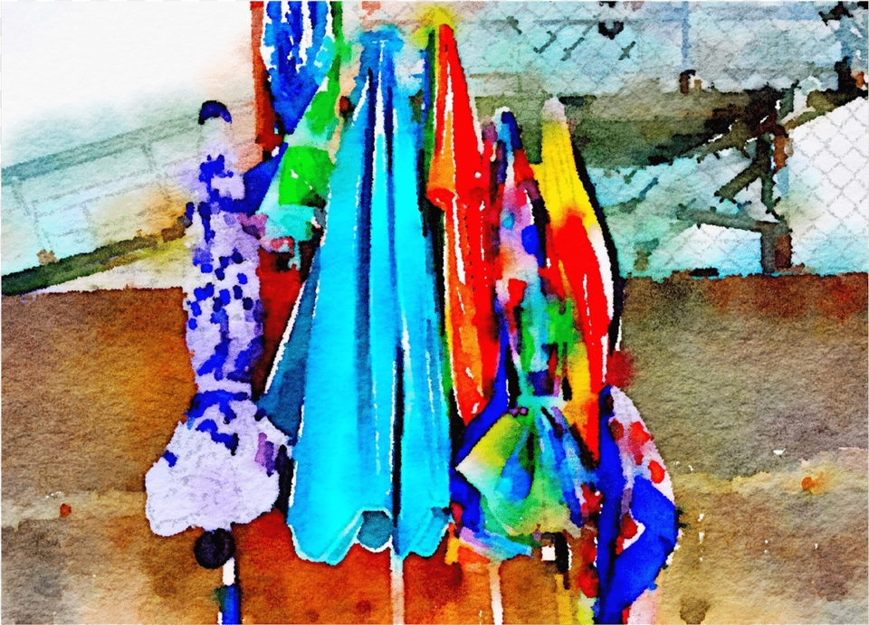 Beach Umbrella 102b Notecard Modern Art, Modern Art, Painting, Person Png